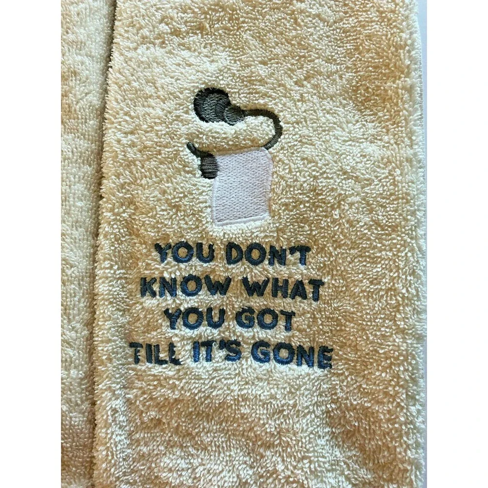 Avanti Ivory Guest Hand Towel Don't Know What You've Got Embroidered Cotton